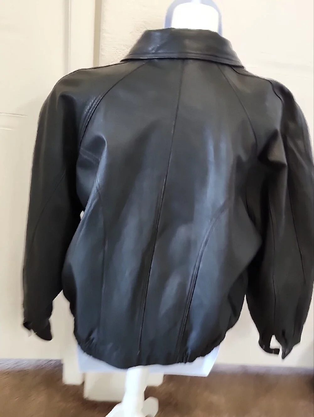 Pierre Cardin Black Leather Bomber Jacket